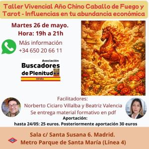 Presencial - Taller Vivencial Año Chino y Tarot - Influencias en tu abundancia económica Presencial - Taller Vivencial Año Chino y Tarot - Influencias en tu abundancia económica