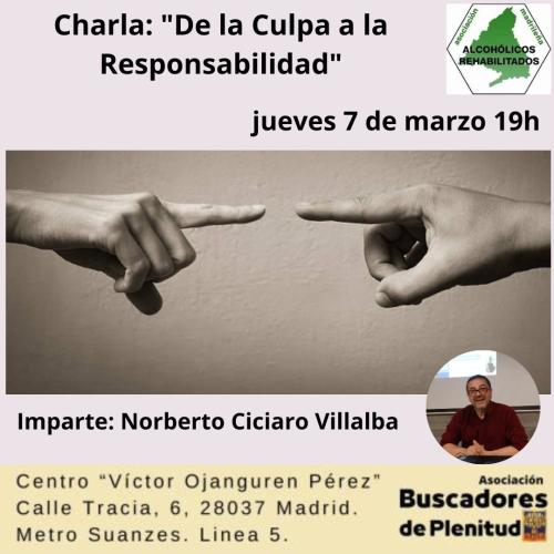 Charla: "De la Culpa a la Responsabilidad" - A.R.A.M. - Centro "Víctor Ojanguren Pérez" Charla: "De la Culpa a la Responsabilidad" - A.R.A.M. - Centro "Víctor Ojanguren Pérez"