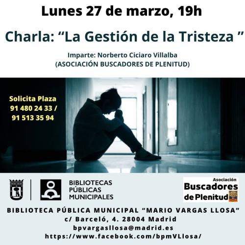 Charla: La Gestión de la Tristeza (Bibl. MARIO VARGAS LLOSA) #bibliotecandomadrid Charla: La Gestión de la Tristeza (Bibl. MARIO VARGAS LLOSA) #bibliotecandomadrid