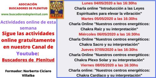 Actividades Gratuitas ONLINE de la semana del 4 de mayo a 8 de mayo Actividades Gratuitas ONLINE de la semana del 4 de mayo a 8 de mayo