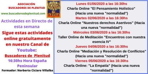 Actividades Gratuitas ONLINE de la semana del 01 de junio al 05 de junio Actividades Gratuitas ONLINE de la semana del 01 de junio al 05 de junio