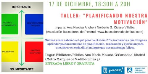 Taller: "Planificando nuestra motivación" #bibliotecandomadrid (Bibl. Ana Maria Matute) Taller: "Planificando nuestra motivación" #bibliotecandomadrid (Bibl. Ana Maria Matute)
