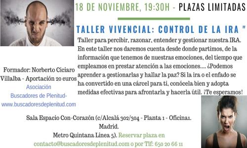 Talleres Vivenciales: Control de la Ira Talleres Vivenciales: Control de la Ira