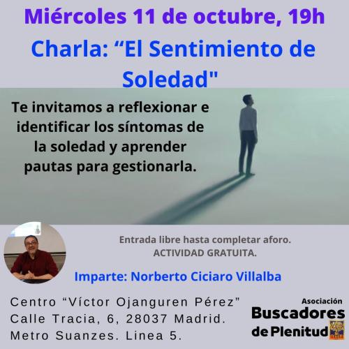 "El Sentimiento de Soledad" Charla "El Sentimiento de Soledad" Charla