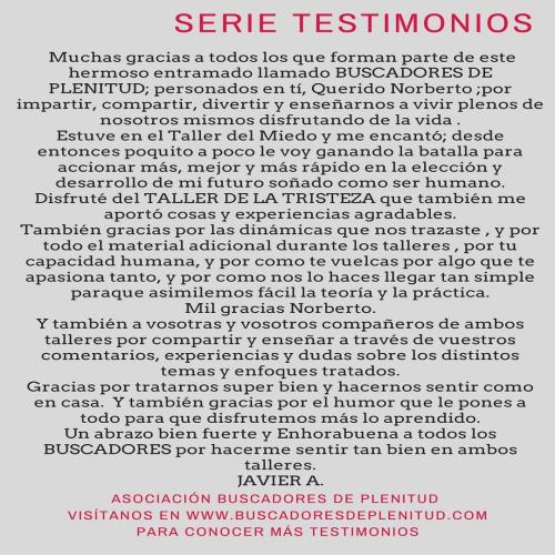 Javier nos cuenta su experiencia... Javier nos cuenta su experiencia...